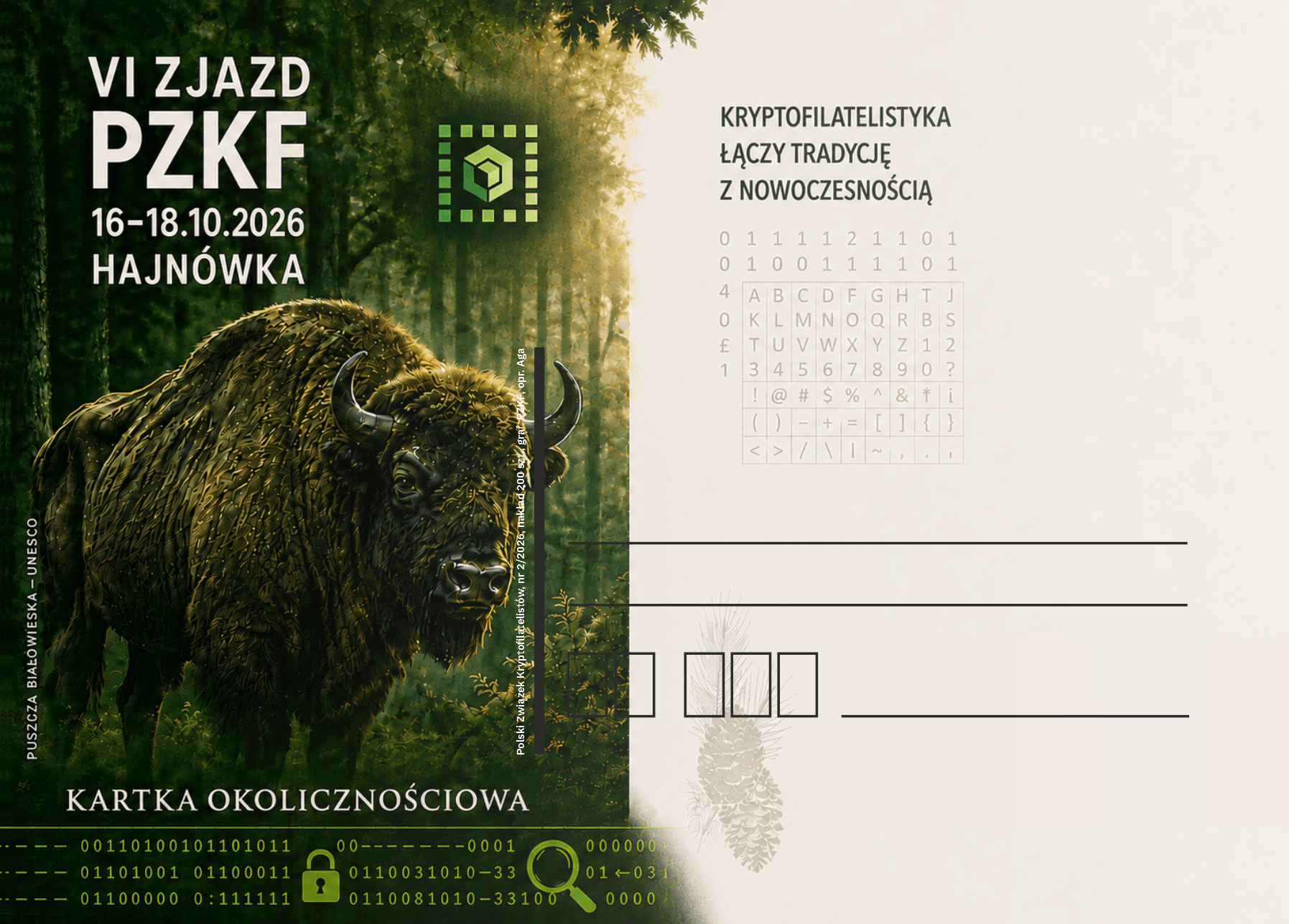 Tradycyjna kartka pocztowa upamiętniająca Zjazd PZKF